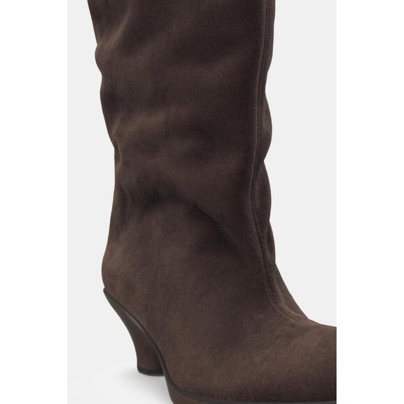 ZARA SPLIT SUEDE KITTEN HEEL BOOTS - Picture 7 of 7